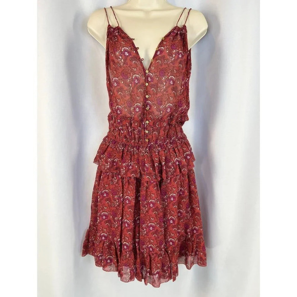 NWT Ulla Johnson Ruby Red Noelle Silk-georgette Dress $495 - Picture 3 of 14